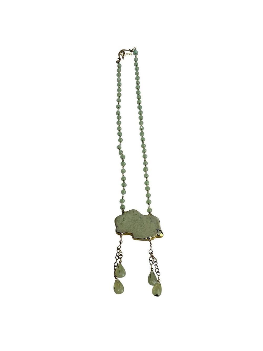 Boho 925 Sterling Silver Gold Plated Slice Dangle calcite Necklace